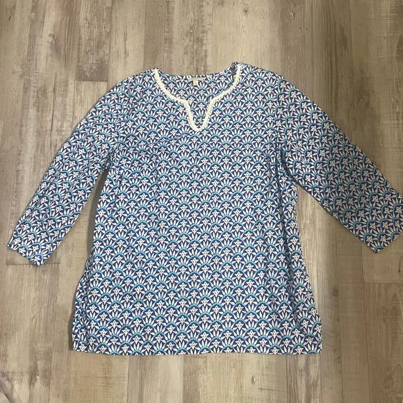 Talbots Lightweight 3/4 Length Sleeve Cotton Tunic Top Size L - Picture 11 of 12